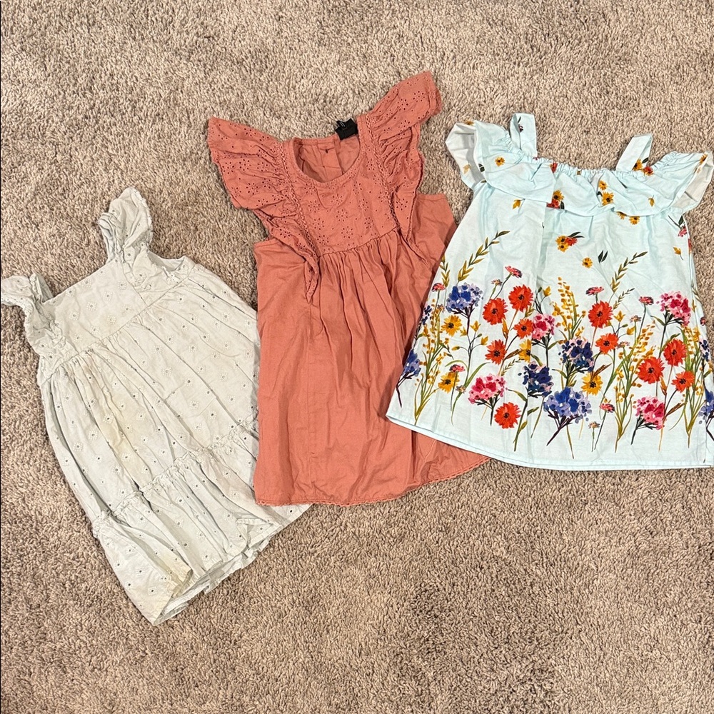 Floral and Solid Kids Dress Set